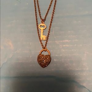 Betsey Johnson heart locket and key necklace